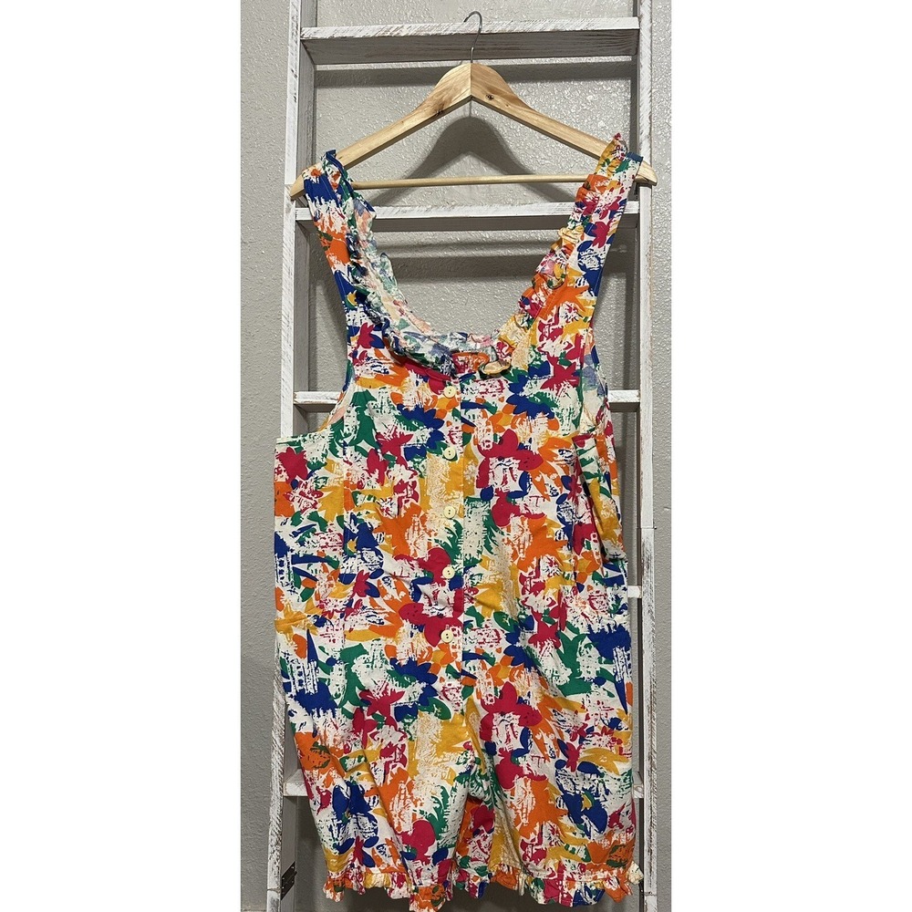 Vintage Sz M A State of Mind by Palmetto's 100% Cotton‎ Romper Grafitti Ruffles